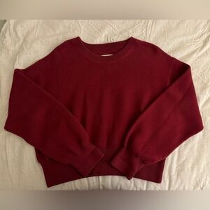 Aerie Deep Cherry, 100% Cotton Crewneck Sweater